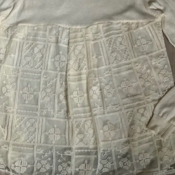 Anthropologie Little Yellow Bird Avery White Lace Longsleeve Top Sweater Med. - Picture 8 of 12